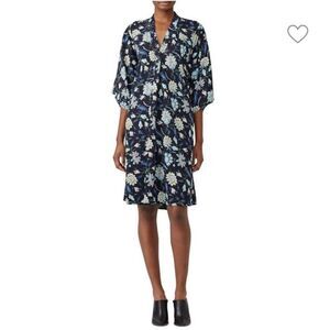 TOME Dress Womens 2 Monet Floral Shift Half Sleeve Mini Kimono Tunic Blue